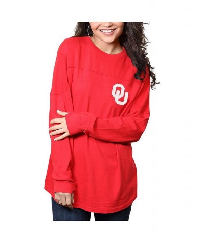 Women's Crimson Oklahoma Sooners The Big Shirt Oversized Long Sleeve T-shirt Crimson $28.04 Tops