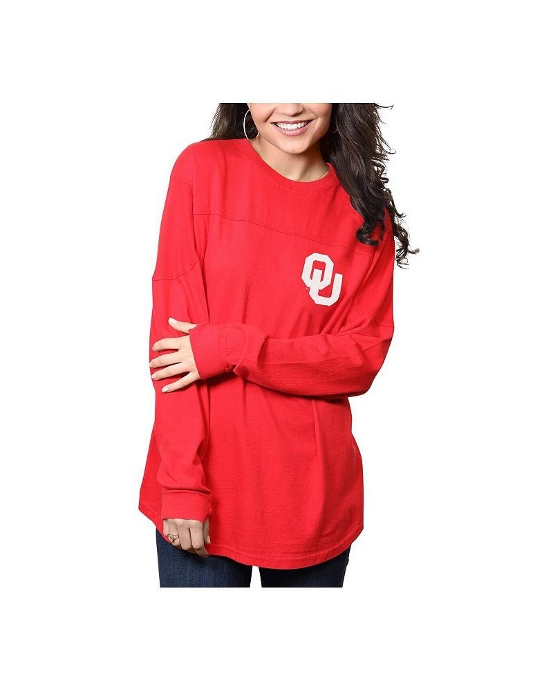 Women's Crimson Oklahoma Sooners The Big Shirt Oversized Long Sleeve T-shirt Crimson $28.04 Tops