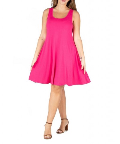 Plus Size Fit and Flare Knee Length Tank Dress Pink $19.88 Dresses