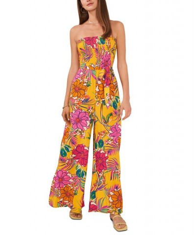 Women's Printed Cover-Up Jumpsuit Yellow Multi $36.34 Swimsuits