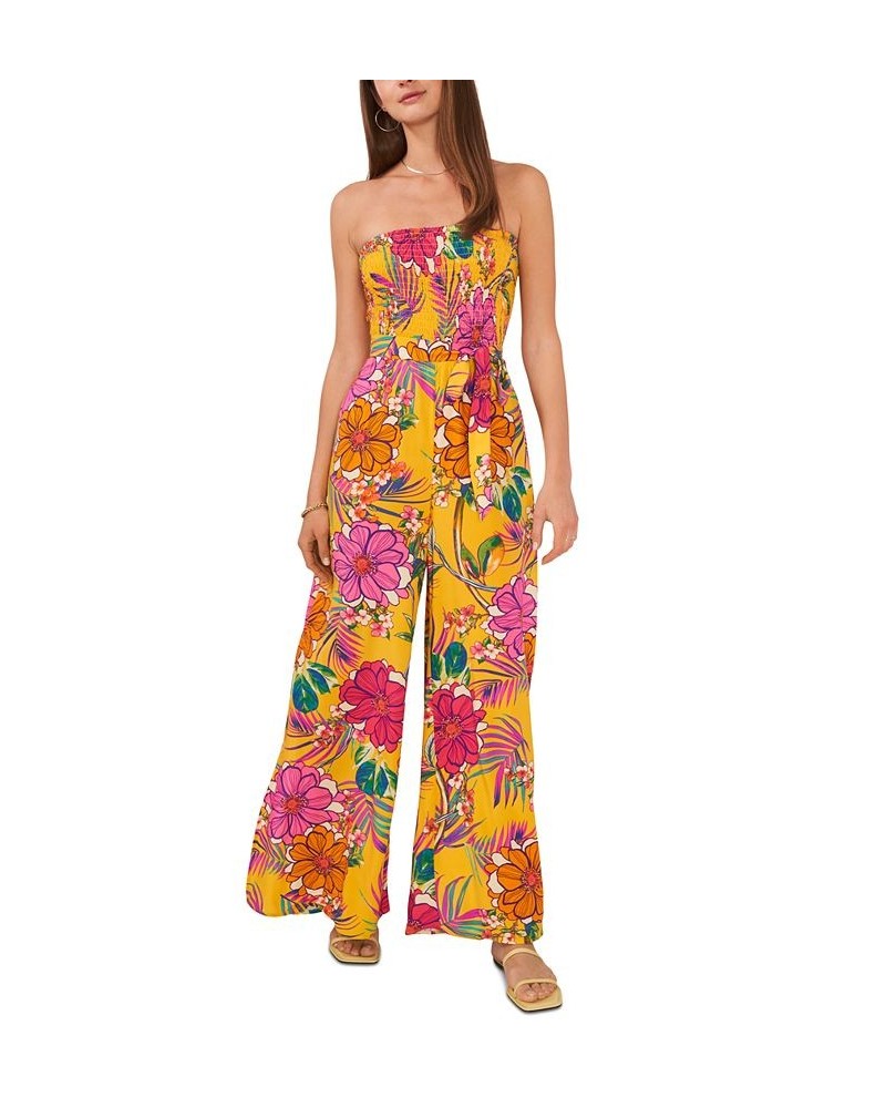 Women's Printed Cover-Up Jumpsuit Yellow Multi $36.34 Swimsuits