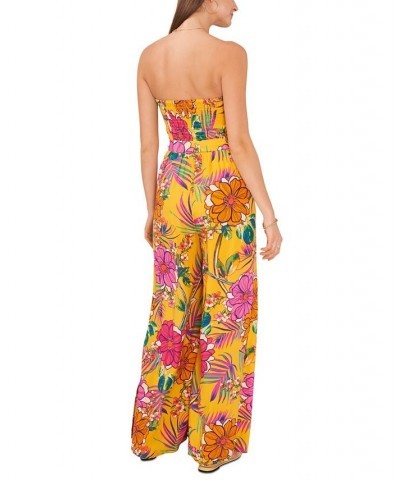 Women's Printed Cover-Up Jumpsuit Yellow Multi $36.34 Swimsuits