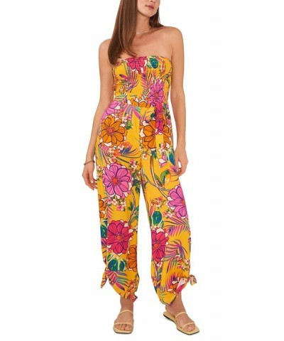 Women's Printed Cover-Up Jumpsuit Yellow Multi $36.34 Swimsuits