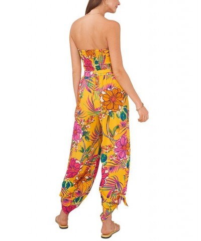 Women's Printed Cover-Up Jumpsuit Yellow Multi $36.34 Swimsuits