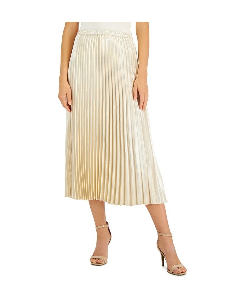 Women's Pleated Pull-On Midi Skirt White $32.56 Skirts