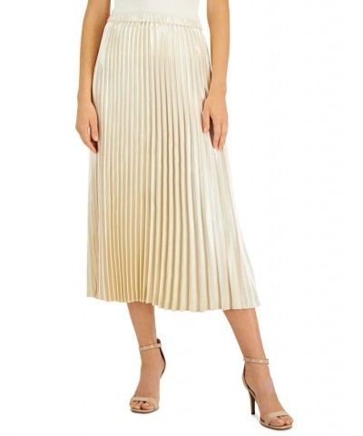 Women's Pleated Pull-On Midi Skirt White $32.56 Skirts