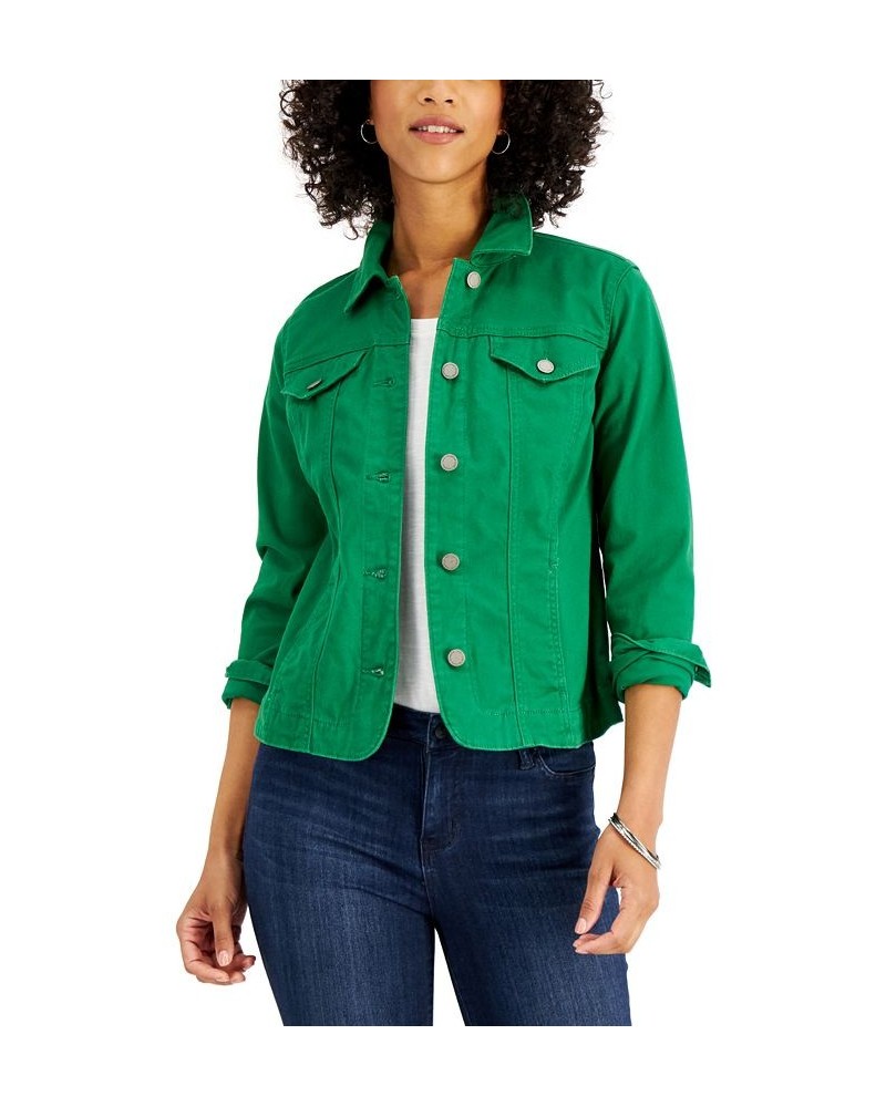 Petite Denim Jacket Bright Pine $24.88 Jackets