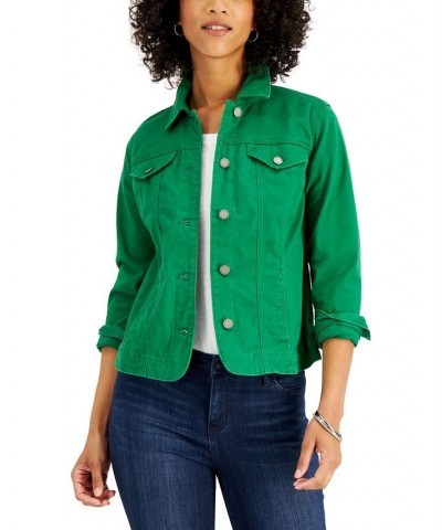 Petite Denim Jacket Bright Pine $24.88 Jackets