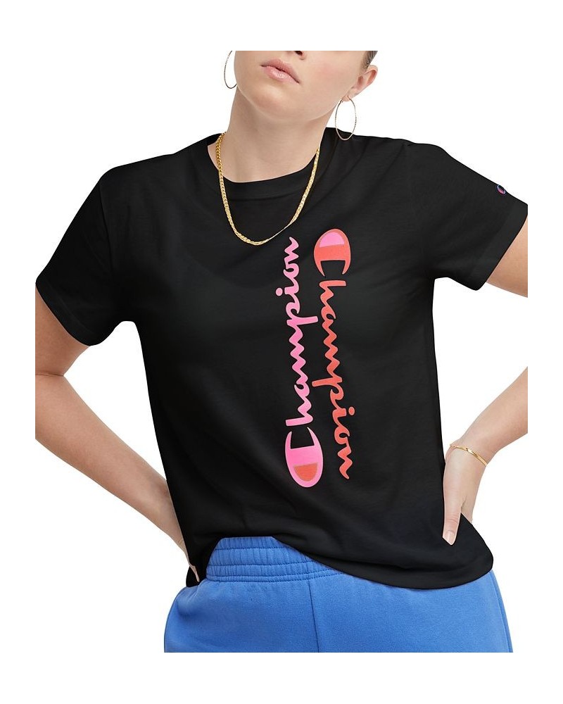 Women's Classic Cotton Logo Graphic-Print Tee Black $13.23 Tops