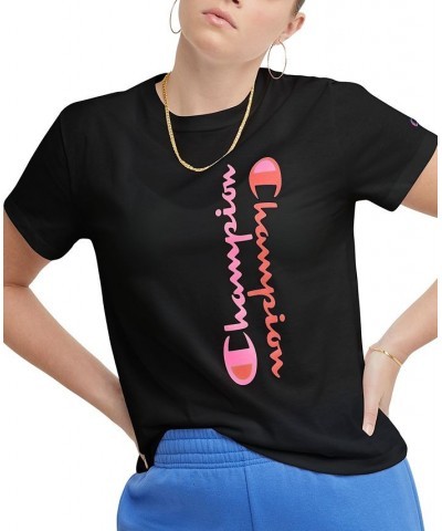 Women's Classic Cotton Logo Graphic-Print Tee Black $13.23 Tops