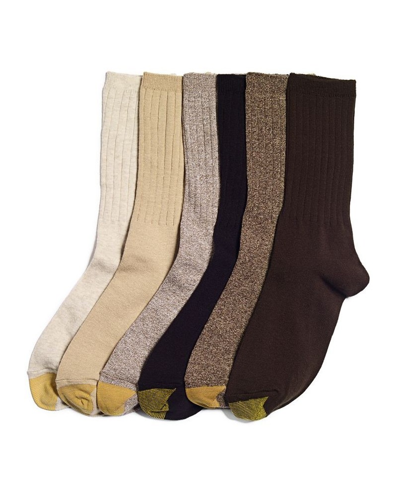 Women's 6-Pack Casual Ribbed Crew Socks Tan/Beige $16.53 Socks