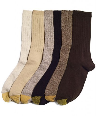 Women's 6-Pack Casual Ribbed Crew Socks Tan/Beige $16.53 Socks