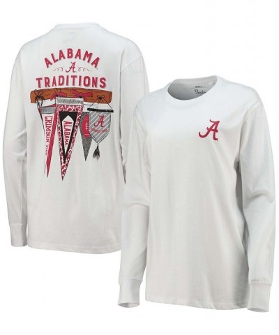 Women's White Alabama Crimson Tide Traditions Pennant Long Sleeve T-shirt White $32.44 Tops