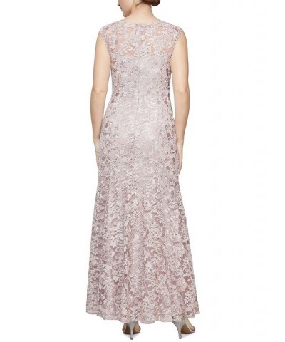 Embroidered Illusion Gown & Shawl Rose $103.23 Dresses