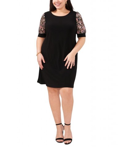 Plus Size Printed-Sleeve Pullover Shift Dress Black Multi $37.38 Dresses