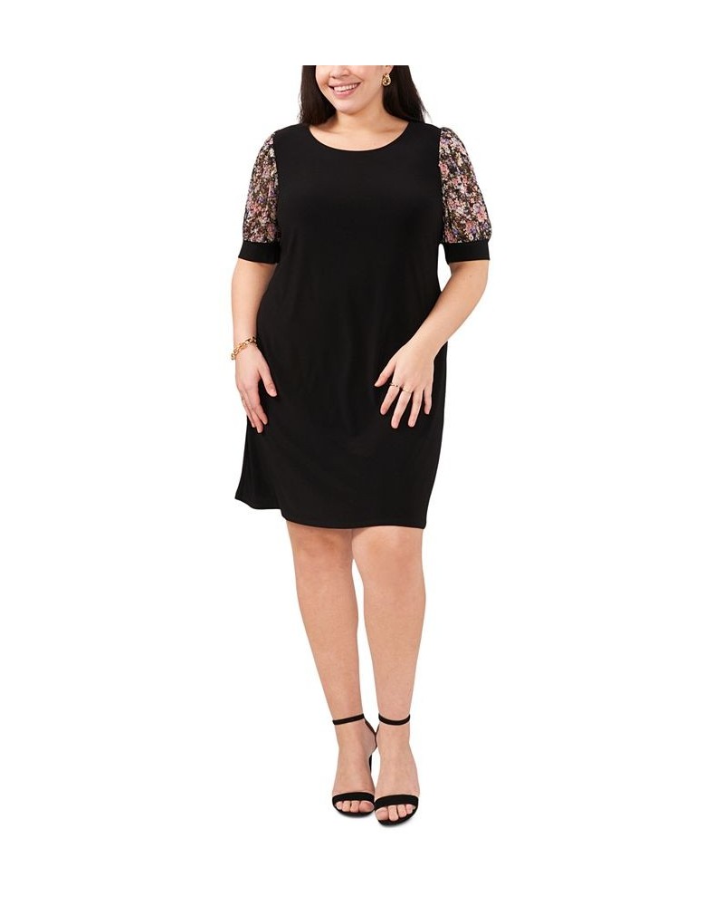 Plus Size Printed-Sleeve Pullover Shift Dress Black Multi $37.38 Dresses