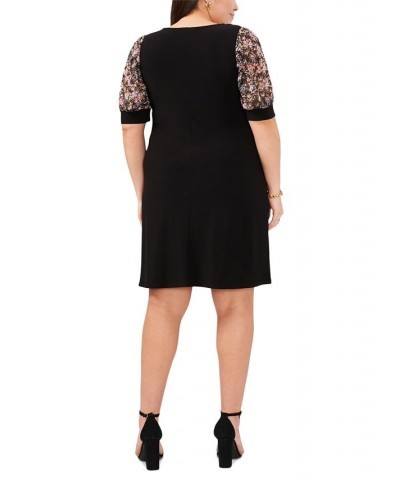 Plus Size Printed-Sleeve Pullover Shift Dress Black Multi $37.38 Dresses