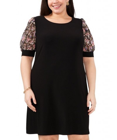 Plus Size Printed-Sleeve Pullover Shift Dress Black Multi $37.38 Dresses