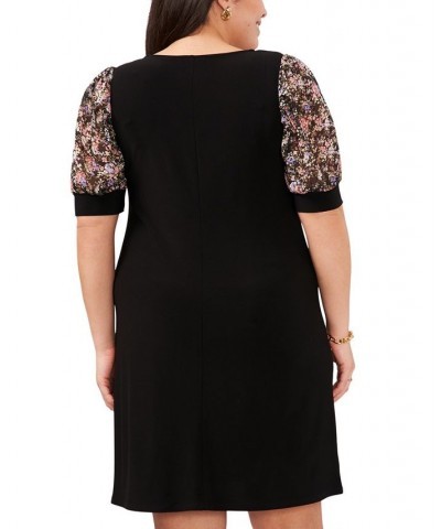 Plus Size Printed-Sleeve Pullover Shift Dress Black Multi $37.38 Dresses