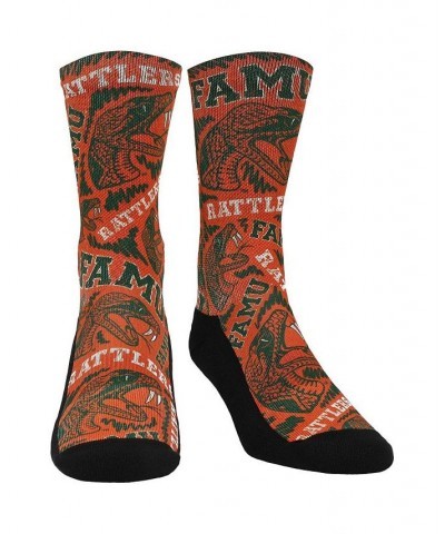 Women's Rock Em Socks Florida A&M Rattlers Logo Sketch Crew Socks Orange $12.90 Socks