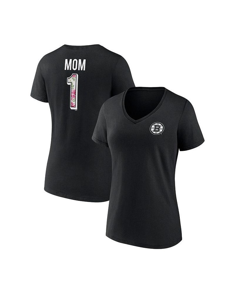 Women's Branded Black Boston Bruins Team Mother's Day V-Neck T-shirt Black $22.67 Tops