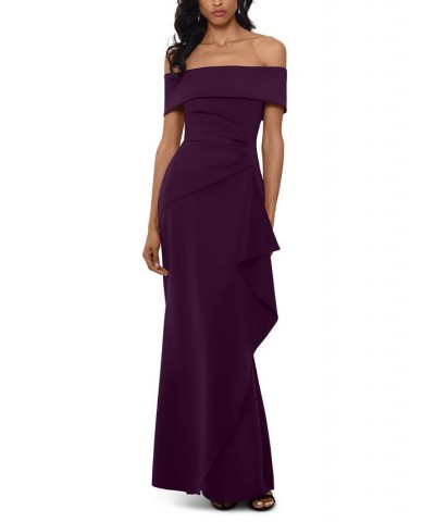 Ruffled Off-The-Shoulder Gown Plum Purple $32.70 Dresses