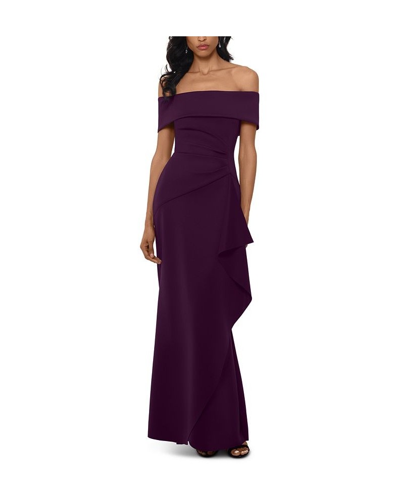 Ruffled Off-The-Shoulder Gown Plum Purple $32.70 Dresses