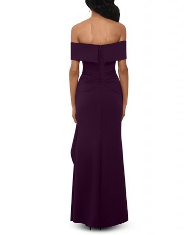 Ruffled Off-The-Shoulder Gown Plum Purple $32.70 Dresses