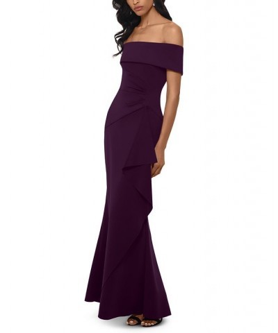 Ruffled Off-The-Shoulder Gown Plum Purple $32.70 Dresses