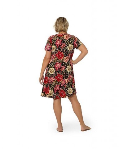 Women's Plus Size Flowy T-shirt Serenity Dress Crown floral red dahlia $38.40 Dresses