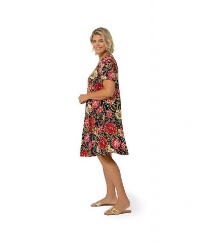 Women's Plus Size Flowy T-shirt Serenity Dress Crown floral red dahlia $38.40 Dresses