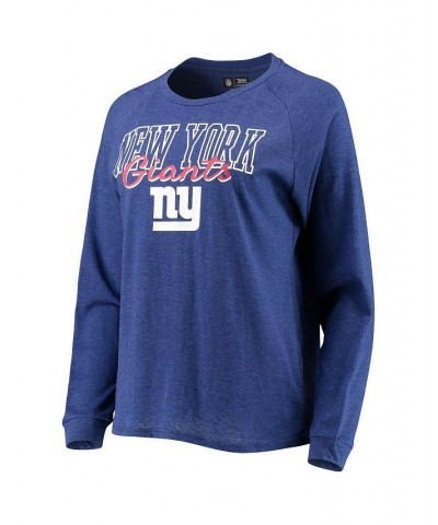 Women's Royal New York Giants Meter Knit Long Sleeve Raglan Top and Shorts Sleep Set Royal $32.20 Pajama