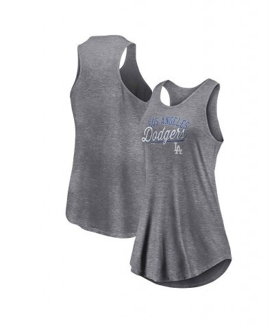 Women's Branded Heather Gray Los Angeles Dodgers Simplicity Swing Racerback Scoop Neck Tank Top Heather Gray $17.60 Tops