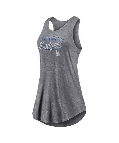 Women's Branded Heather Gray Los Angeles Dodgers Simplicity Swing Racerback Scoop Neck Tank Top Heather Gray $17.60 Tops