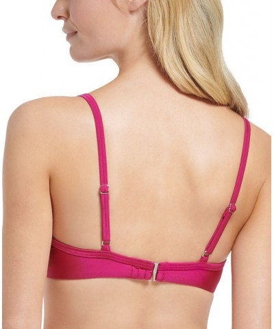 Women's Twist-Front Underwire Bikini Top Fuchsia Shimmer $31.98 Swimsuits