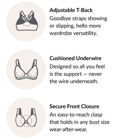 Women's Plus Size Wonder Wire Front Close T-Back Bra White $27.56 Bras