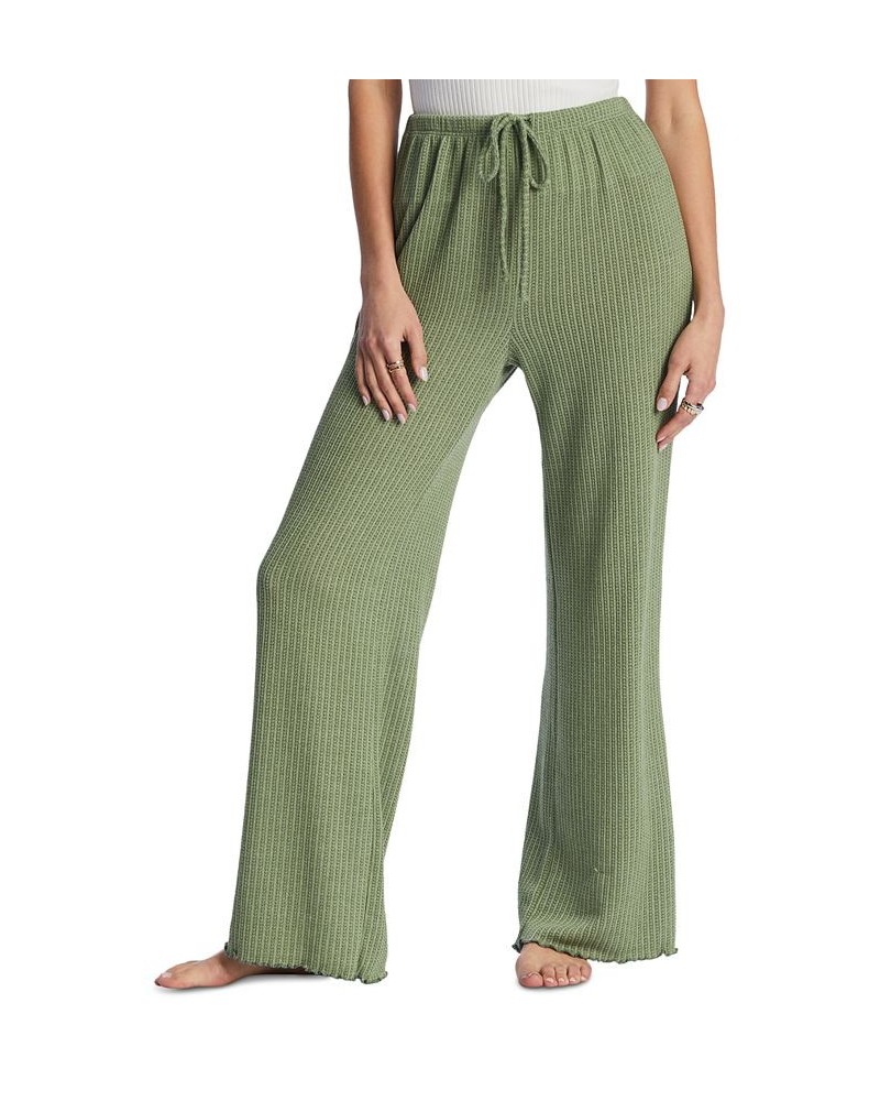 Juniors' So Easy High-Rise Tie-Waist Knit Pants Green $22.34 Pants