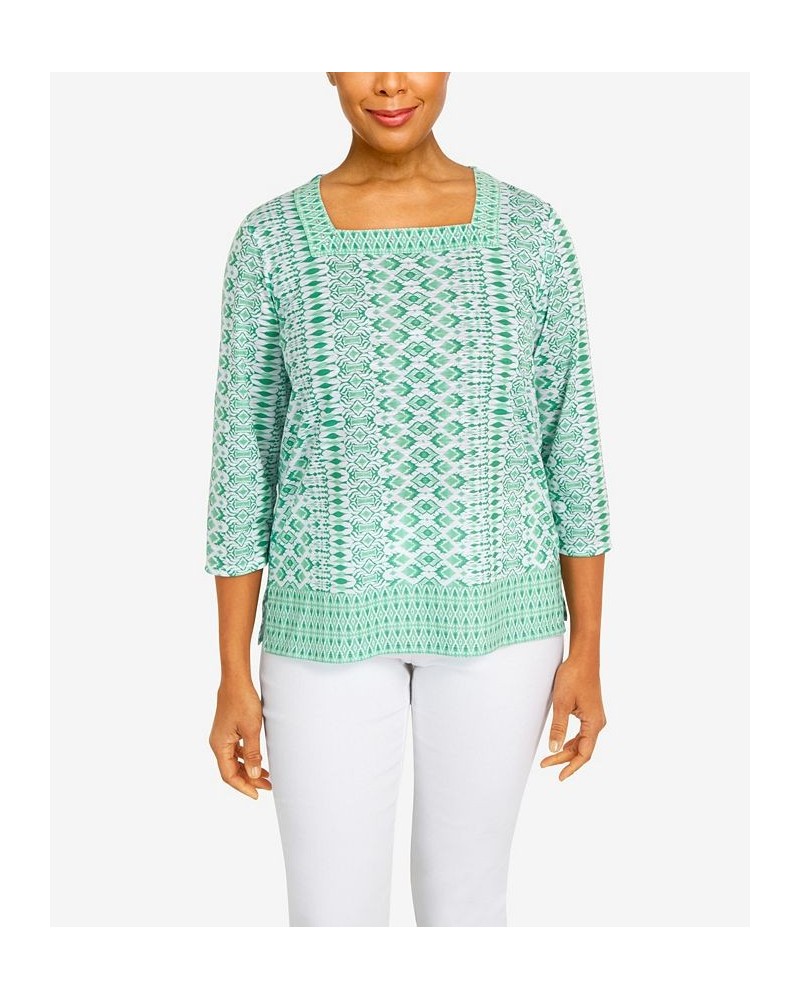 Women's Tropical Geometric Top Palm Green $31.97 Tops