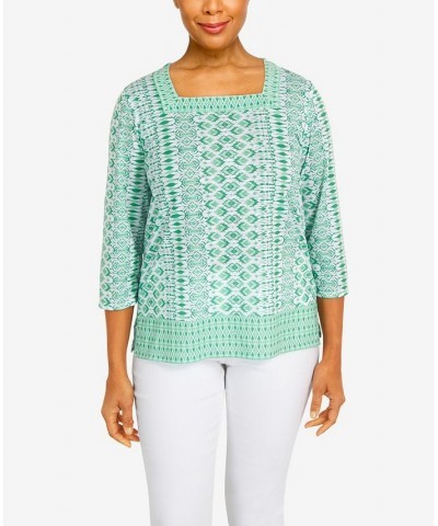 Women's Tropical Geometric Top Palm Green $31.97 Tops