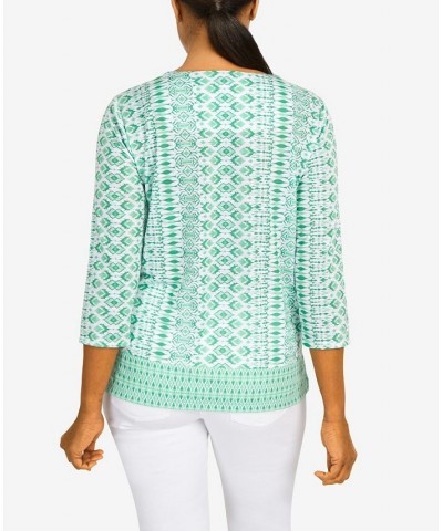 Women's Tropical Geometric Top Palm Green $31.97 Tops