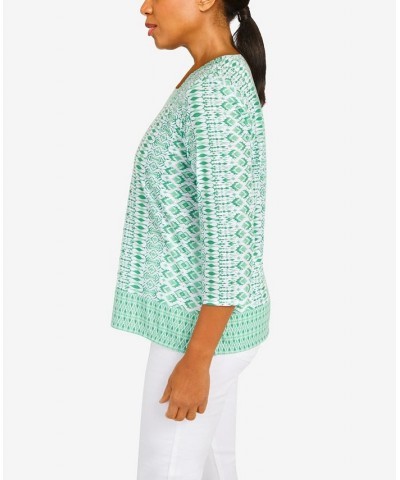 Women's Tropical Geometric Top Palm Green $31.97 Tops