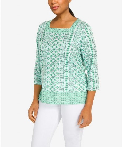 Women's Tropical Geometric Top Palm Green $31.97 Tops