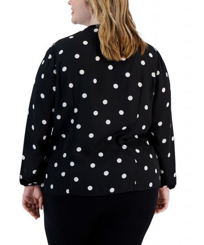 Plus Size Faux-Wrap Draped Long-Sleeve Blouse Anne Black / Anne White $35.39 Tops