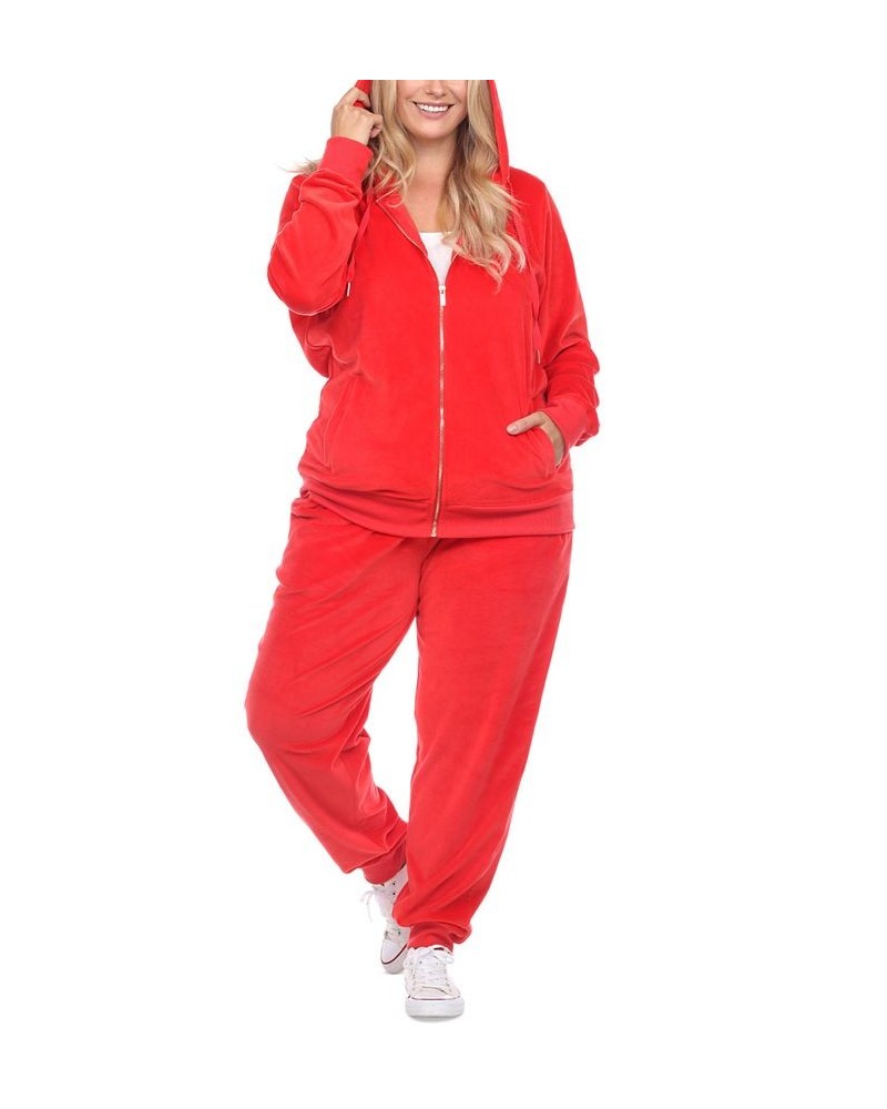 Plus Size Velour Tracksuit Loungewear 2pc Set Bright Red $35.19 Sleepwear