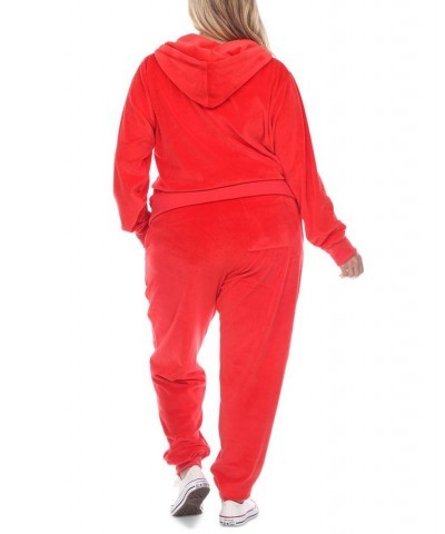 Plus Size Velour Tracksuit Loungewear 2pc Set Bright Red $35.19 Sleepwear