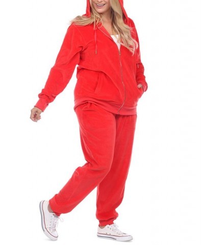 Plus Size Velour Tracksuit Loungewear 2pc Set Bright Red $35.19 Sleepwear