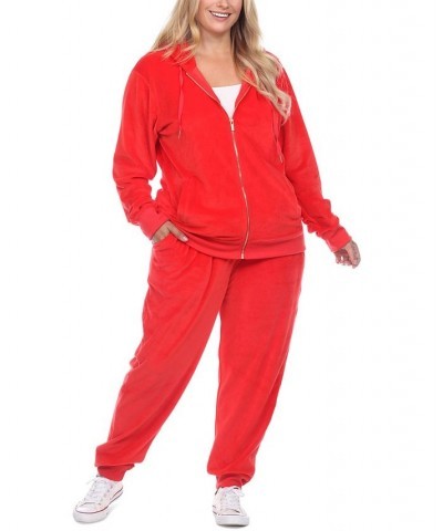 Plus Size Velour Tracksuit Loungewear 2pc Set Bright Red $35.19 Sleepwear