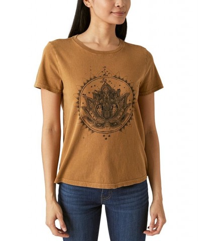 Women's Cotton Lotus Crewneck T-Shirt Rubber $21.46 Tops