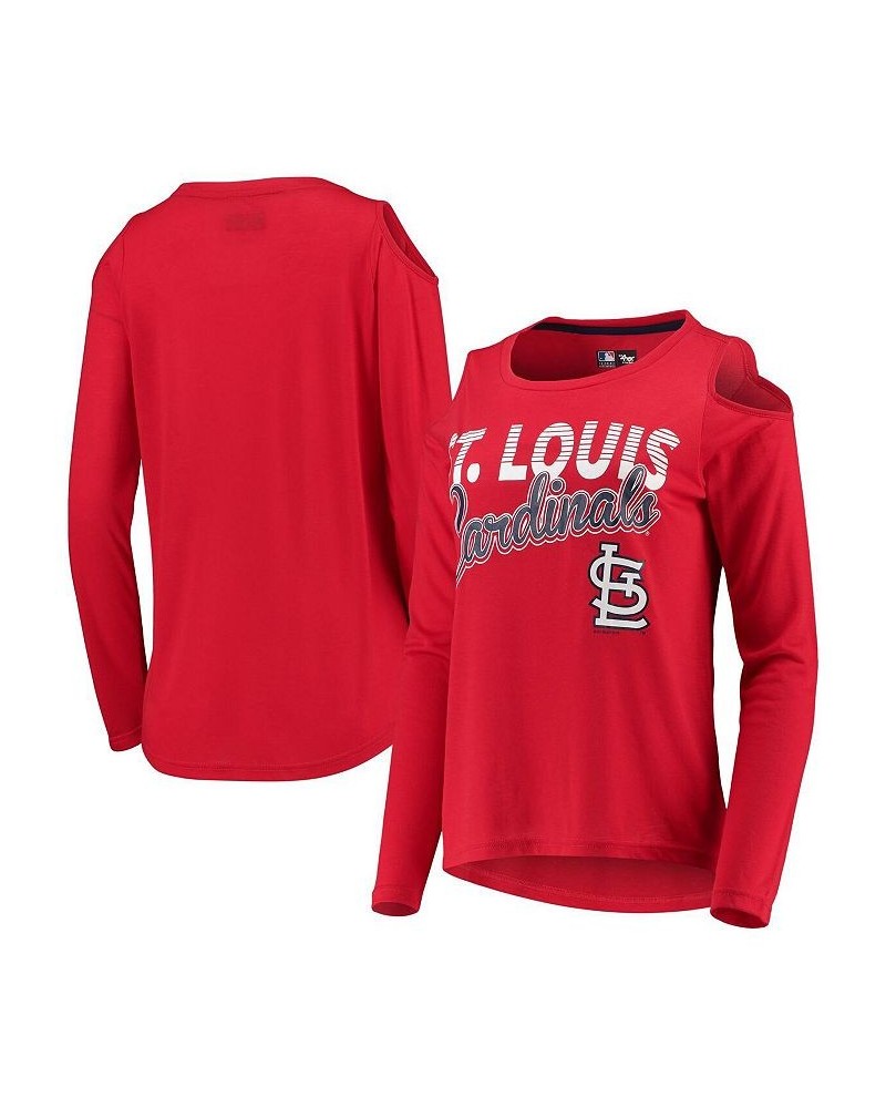 Women's Red St. Louis Cardinals Crackerjack Cold Shoulder Long Sleeve T-shirt Red $31.19 Tops