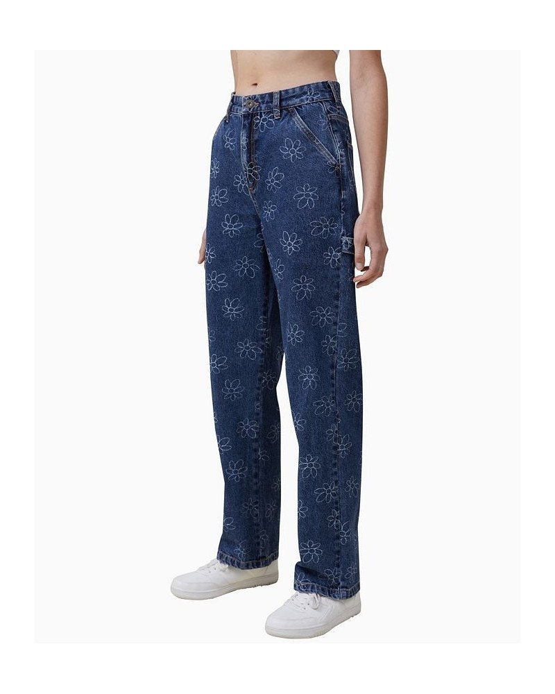 Women's Carpenter High Rise Jeans Kidult Yardage, Nordic Blue $43.99 Jeans